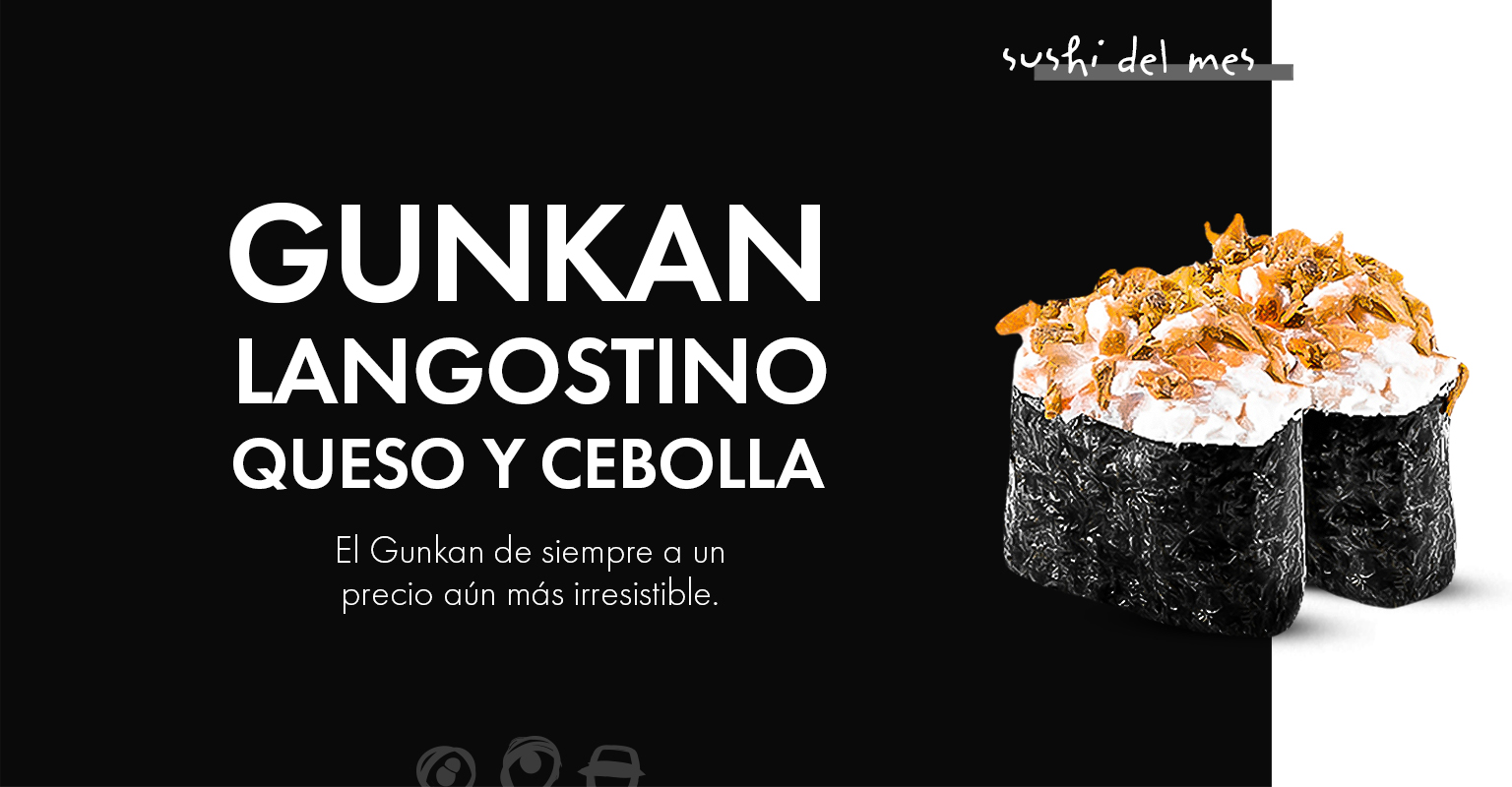 Gunkan Langostino, Queso y Cebolla: sushi a domicilio